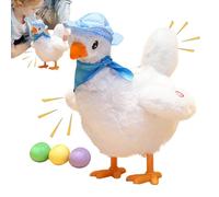 Niktule de Poule pondeuse, Poule dansante développementale en Peluche, Figurine de Poulet réaliste avec Chapeau et écharpe pour réunion de, fête de Vacances, Interaction