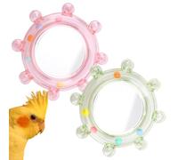Niktule Miroir pour Cage À Oiseaux,Jouet Rotatif à Roue sonore 2 pièces - Miroir de Cage à Oiseaux pour Perruches,Destiné Aux Inséparables Canaris Calopsittes Conures Contre Solitude Ennui Jeu