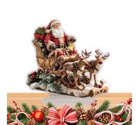 Niktule Panneau Décoratif En Acrylique Pour Bureau | Statue Plate 2D En Acrylique Du Traîneau Du Père Noël | Accessoire de Scène avec Base de Support Ornement Artistique | Pour Bureau, Dortoir,