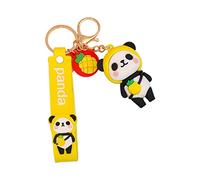 Niktule Porte-clés Fraise, Cadeaux Panda pour garçons, Porte-clés Panda en résine avec Bracelet en Silicone, Porte-clés Dessin animé créatif pour breloque Sac à Dos, Breloques Sac à ain,