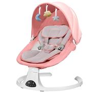 Niktulo Baby Swing pour les nourrissons à tout-petit-enfant avec plateau,5 vitesses 3 sièges positions 5 point mosqueton,électrique Swing nouveau-né avec Blueteeth Musique 10 chansons (rose)