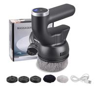 Niktulo Mini massageur de soulagement tampon portatif, 6 vitesses réglables, 3 têtes interchangeables et 2 coussinets doux, massageur de tissu profond