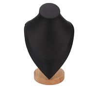 nikusaz Présentoir de collier élégant en bois, support de buste de bijoux pour la maison, magasin, salon commercial, gris, organisateur polyvalent d'affichage de chaîne de collier (Negro)
