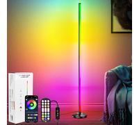 NIKYJM Lampadaire d'Angle LED, Lampe sur Pied RGB 145cm RGB Lampadaire LED, Lampe d'Angle avec APP Contrôle et Télécommande,16 Millions Couleurs et 300 Modes, Musique Sync pour Chambre Salon