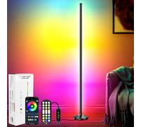NIKYJM Lampadaire d'Angle LED, Lampe sur Pied RGB 145cm RGB Lampadaire LED, Lampe d'Angle avec APP Contrôle et Télécommande,16 Millions Couleurs et 300 Modes, Musique Sync pour Chambre Salon