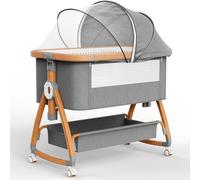 NIKYJM Lit Cododo Bébé,3-1 Berceau Bébé Cododo 6 Posizioni Regolabili, 4 Ruote Bloccabili Con Materassi Morbidi Berceau Bébé Compatibile Con Un'ampia Gamma di Tipi di Lett