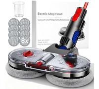 NIKYJM Tête de Vadrouille Electrique pour Dyson V7/V8/V10/V11/V15 Tête de Balai Électrique avec Réservoir d'eau Amovible, Réservoir de Remplissage et 8 Vadrouille Lavable pour Parquet Sols Durs