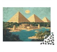 Nil, Egyptian Pyramidees Cadeau Unique Décoration Intérieure Tour du Dieu mésopotamien, Palais Persan Jeu ÉduChatif Challenge Toy Adultes & Enfants des 14 Ans 1000pcs (75x50cm)