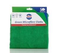 Nilco Chiffons Microfibres Verts Nilco, Paquet de 5, Chiffons de Nettoyage Doux, Non abrasifs et très absorbants pour Une Finition et sans Traces sur Toutes Les Surfaces.