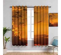 Nileco Rideau Occultant Thermiques - Coucher de soleil ciel nuages paysage - 234x230 cm - Salon Chambre Enfant pour Fenêtre Réduction de bruit - 3D Moderne Motif Opaque à Oeillets Rideaux