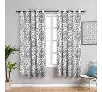 Nileco Rideau Occultant Thermiques - Résumé blanc plante fleur - 183x160 cm - Salon Chambre Enfant pour Fenêtre Réduction de bruit - 3D Moderne Motif Opaque à Oeillets Rideaux