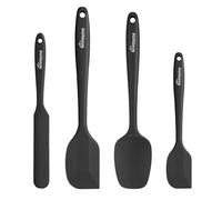 NileHome Lot de 4 spatules en silicone, haute résistance à la chaleur, sans BPA, design sans couture, caoutchouc anti-adhésif avec noyau en acier inoxydable 18/8, noir