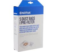 Nilfisk 5 Sacs ST originaux + Pré-filtre - Accessoires pour Aspirateurs Bravo (30050002)
