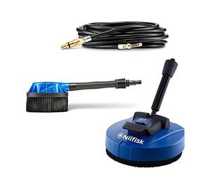 Nilfisk Nettoyeur haute pression Click&Clean d'origine, kit de démarrage pour patio, brosse rotative, kit de nettoyage de tuyaux de 8 m