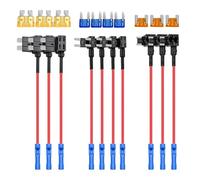 Nilight 50040R Lot de 10 adaptateurs de fusible 3 types Add-a-Circuit, 12 V, pour fusible à lame standard et profil mini TAP, pour voitures, camions, bateaux, bleu, rouge, noir