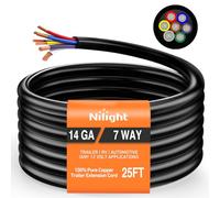 Nilight Câble d'extension de câble de remorque 7 voies calibre 14 7 conducteurs 100% cuivre pur, isolé à haute résistance, résistant aux intempéries pour 7 broches de lame de caravane