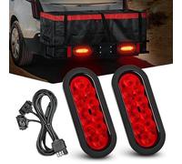 Nilight Hitch Cargo Carrier Light Kit 2PCS 6Inch Red Oval LED with Flush Mount Grommets Wire Harness Waterproof Stop Turn Signals Tail Lights for Luggage Bike Rack