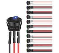 Nilight Lot de 12 interrupteurs à bascule ronds à 3 broches 12 V 20 A avec câble pour voiture, camion, véhicule, remorque, camping-car, bateau, yacht avec 36 fils