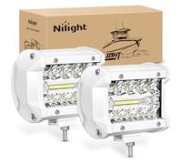 Nilight Lot de 2 lampes de navigation à DEL marines de 10,2 cm - Blanc - Spot large - Pour ponton, bateau, quai - Pour pêche de nuit, yacht, bateau, camion, tracteur