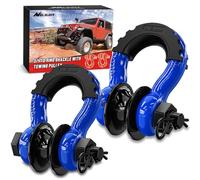 Nilight Lot de 2 manilles à anneau en D de 1,9 cm avec poulie de remorquage - 4,75 tonnes (4,309 kg) - Goupille de 2,2 cm - Manilles de récupération tout-terrain avec isolateurs de rondelle pour Jeep,