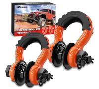 Nilight Lot de 2 manilles à Anneau en D de 1,9 cm avec poulie de remorquage - 4,75 tonnes (4,309 kg) - Goupille de 2,2 cm - Manilles de récupération Tout-Terrain avec isolateurs de rondelles pour