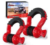 Nilight Lot de 2 manilles en D de 1,9 cm, capacité 4,75 t, goupille de 2,2 cm, Robuste avec isolateurs et kit de rondelles pour Jeep, véhicules, Rouge (90053B)