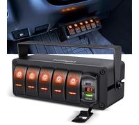 Nilight Lot de 5 interrupteurs à bascule 12 V SPST ON Off Commutateurs à bascule PD Type C et QC 3.0 Prise USB Voltmètre Lumière LED étanche Panneau de support de montage Autocollants DIY pour bateau