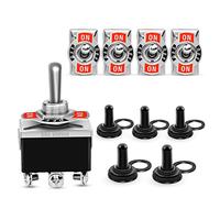 Nilight Lot de 5 interrupteurs à bascule 6 broches On/Off/On, 15 A 250 V, 20 A 125 V, DPDT, en métal, avec capuchons étanches