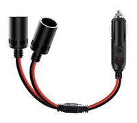 Nilight Répartiteur de prise allume-cigare de voiture 2 voies répartit 1 port allume-cigare de voiture vers 2 ports CC Adaptateur répartiteur de port avec fusible en ligne 15 A