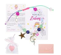 Nilioyul Cadeau de fée des dents pour enfants et filles - Bracelet de perles multicolores - Avec carte postale - Enveloppe - Pour anniversaire, baptême, surprise en cas de perte de dents