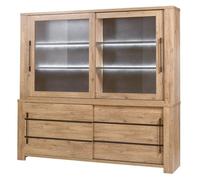 NILLA - Buffet-Vaisselier avec Eclairage Led Aspect Bois