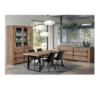 NILLA - Ensemble Buffet + Vitrine + Table 170cm Aspect Bois -