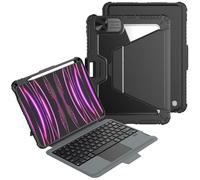 Nillkin Bumper Link Coque avec Clavier rétroéclairé conçu pour Apple iPad Pro 11 2024, Porte-Stylo/résistant aux Chocs/Support/pavé Tactile/Clavier Amovible/7 Couleurs rétroéclairé - Noir