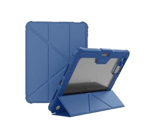 Nillkin Bumper Pro Étui en Cuir synthétique conçu pour Apple iPad Air 13 2024/Pro 12.9 2020/2021/2022, Porte-Stylo, Anti-Choc, Pliable Multi-Angle/Housse coulissante pour caméra arrière, Bleu