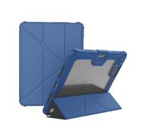Nillkin Bumper Pro Étui en Cuir synthétique conçu pour Apple iPad Pro 11 2024, Porte-Stylo/Anti-Choc/Style Pliable Multi-Angles/Housse coulissante pour Appareil Photo arrière, Bleu