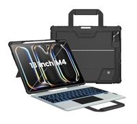 Nillkin Carry Go Étui avec clavier rétroéclairé pour iPad Pro 13" (M4) avec poignée, clavier amovible 2024 avec béquille, touches de raccourci, pavé tactile, excellente saisie (noir carbone)