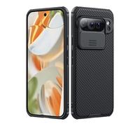 Nillkin Coque de protection pour Google Pixel 9 Pro, avec couvercle de caméra coulissant [PC rigide et pare-chocs en TPU] - Fine et résistante aux chocs - Noir