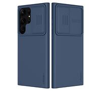 Nillkin Coque en silicone liquide pour Samsung Galaxy S23 Ultra 5G, coque soyeuse avec protection coulissante pour appareil photo, résistant aux chocs, compatible avec Samsung S23 Ultra 6,8", bleu