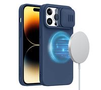 Nillkin Coque pour iPhone 14 Pro Compatible avec Magsafe, CamShield Silicone Soyeux Magnétique Coque avec Protection de la Caméra Cover, Bleu