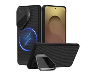 Nillkin Coque pour Samsung Galaxy S26 Ultra avec Support de Protection Transparent Étui de Protection Magnétique Housse Fine en Fibre Aramide Compatible avec MagSafe, Noir