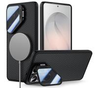 Nillkin Coque pour Samsung Galaxy S26 Ultra, Compatible MagSafe, Coque Magnétique Fine avec Cache Caméra Teinté et Support Intégré, TPU+CP, Finition Mate Antidérapante, Noir