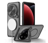 Nillkin Coque pour Xiaomi 15 Ultra avec Protection de Caméra, [Compatible avec MagSafe] Coque Mince avec Support Pied, [TPU+CP][Mat][Antidérapant/Anti-poussière], Noir Transparent