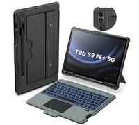 Nillkin Étui avec clavier amovible pour Samsung Galaxy Tab S9 FE Plus avec 7 rétroéclairés, béquille, pavé tactile, porte-stylo S, pour tablette Samsung S9 FE+ clavier 12,4"