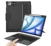 Nillkin Étui avec clavier pour iPad Air 13" (M3 2025/M2 2024), iPad Pro 12,9" (6e/5e/4e/3e générations) Étui robuste avec clavier amovible, pavé tactile magique, support portrait/paysage, noir