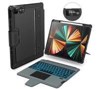 Nillkin Étui avec clavier rétroéclairé pour iPad Pro 12.9 (3e, 4e, 5e et 6e générations) Clavier amovible avec pavé tactile intégré, support, anglais américain - Noir (Elite Black)
