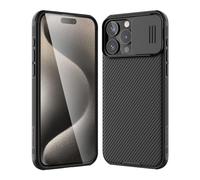 Nillkin Étui avec Protection d'appareil Photo, Coque CamShield Pro [Protection d'appareil Photo], Pare-Chocs en Polycarbonate + TPU pour iPhone 15 Pro Max 6,7" 2023, Noir