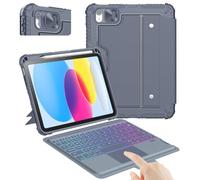 Nillkin Étui pour iPad A16 (11e génération) / 10e génération avec clavier amovible, pavé tactile magique, rétroéclairage 7 couleurs, modes portrait/paysage, étui clavier robuste pour iPad 11e/10e