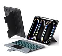 Nillkin Étui pour iPad Pro 13" avec clavier (M4, 2024), iPad Pro 13 avec support et couvercle de caméra coulissant, 7 couleurs, rétroéclairage, porte-stylo et pavé tactile,