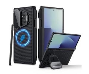 Nillkin Magnétique Coque pour Samsung Galaxy Z Fold 7 avec S Pen,CamShield Prop Z Fold 7 Case, Protection Antichoc, Ajustée Parfaitement, Dos Tactile - Noir