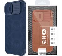 Nillkin Qin Cuir Pro Case Iphone 14 Plus Camera Sleeve Holster Case Cover Blue